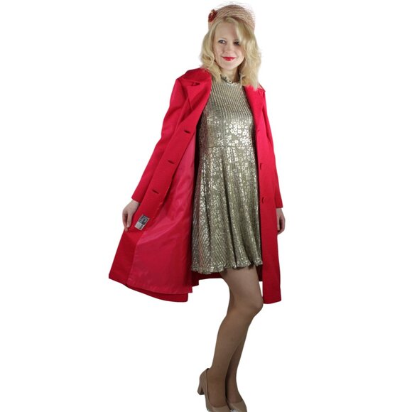 60's Vintage Embroidered Coat and Hat - Hot Pink Mod Fancy Coat - Picture 4 of 12